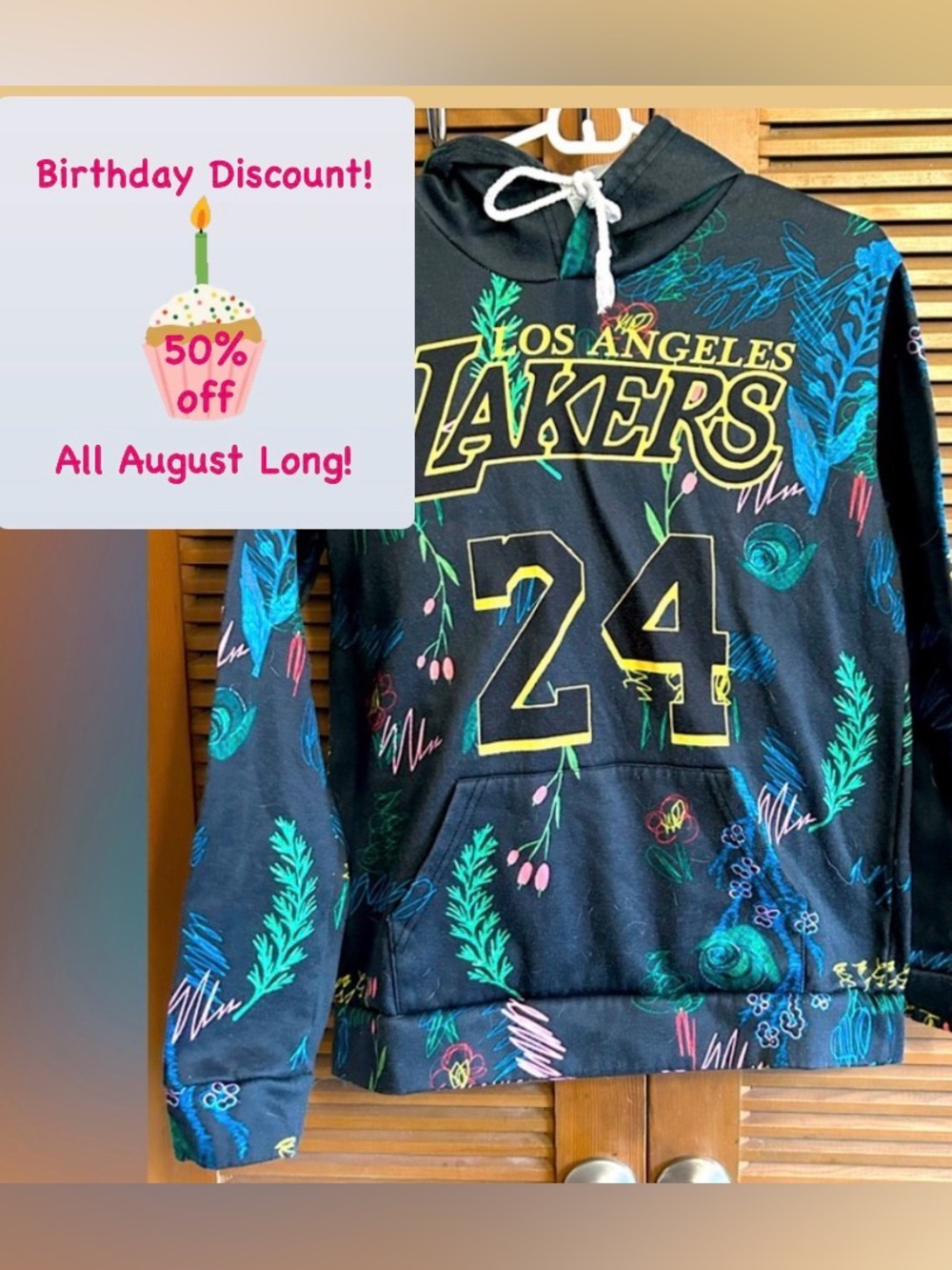 50%Off SALE!🧁 Vintage Collectors 90’s LALakers KobeBryant#24 hoodie - YOUTH XL